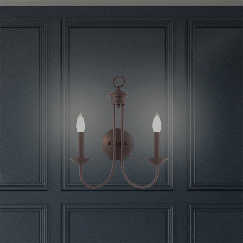 Livex Lighting Estate 2-Light Contemporary Metal Wall Sconce in Bronze
