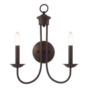 Livex Lighting Estate 2-Light Contemporary Metal Wall Sconce in Bronze