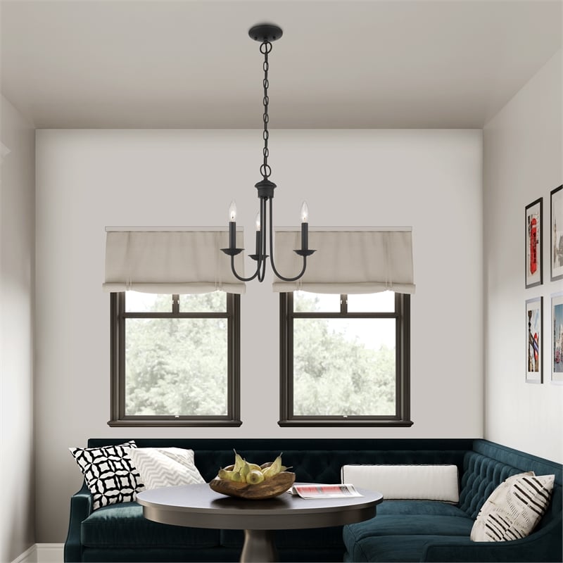 Livex Lighting Estate 3-Light Contemporary Metal Chandelier in Black