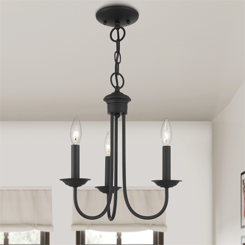 Livex Lighting Estate 3-Light Contemporary Metal Chandelier in Black