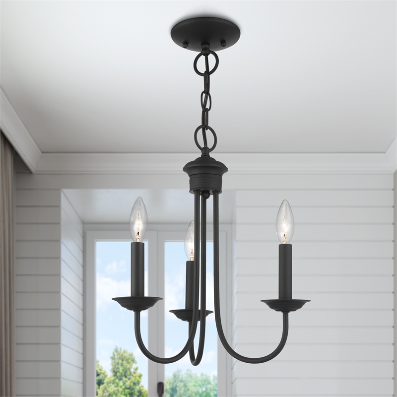 Livex Lighting Estate 3-Light Contemporary Metal Chandelier in Black