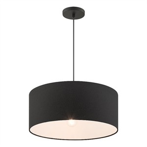 Livex Lighting Bainbridge 18&quot 3-Light Modern Metal & Fabric Pendant in Black