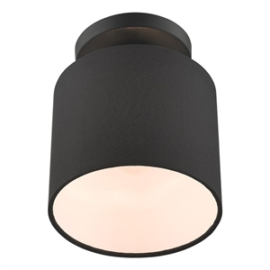 Livex Lighting Bainbridge 7&quot 1-Light Modern Metal & Fabric Semi Flush in Black