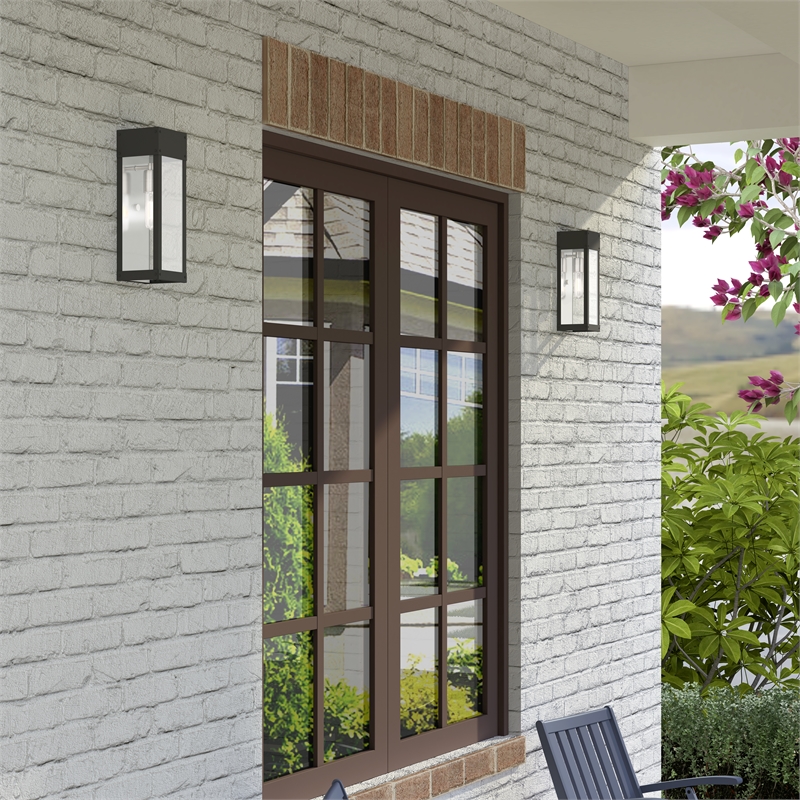 Livex Lighting Barrett 1-Light Stainless Steel Outdoor Wall Lantern in Black