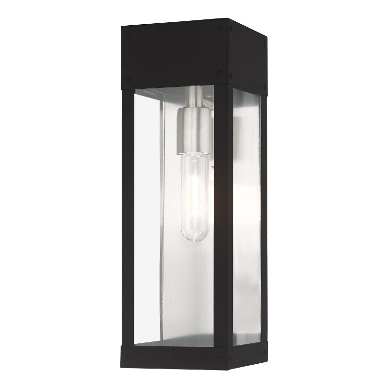 Livex Lighting Barrett 1-Light Stainless Steel Outdoor Wall Lantern in Black