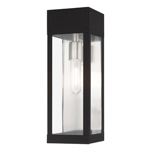 Livex Lighting Barrett 1-Light Stainless Steel Outdoor Wall Lantern in Black