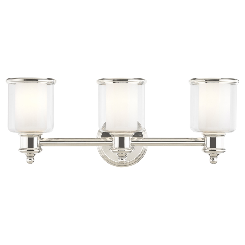 Livex Lighting Middlebush 3-Light Metal & Glass Bath Light in Polished Nickel