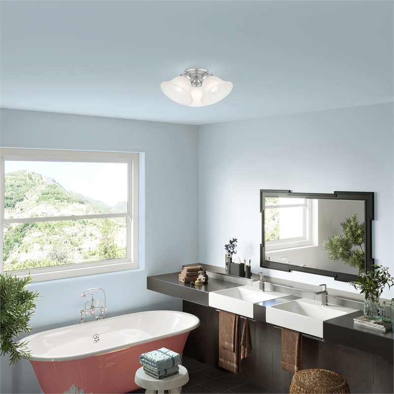 Livex Lighting Wynnewood 3-Light Contemporary Metal Flush Mount in Satin Nickel