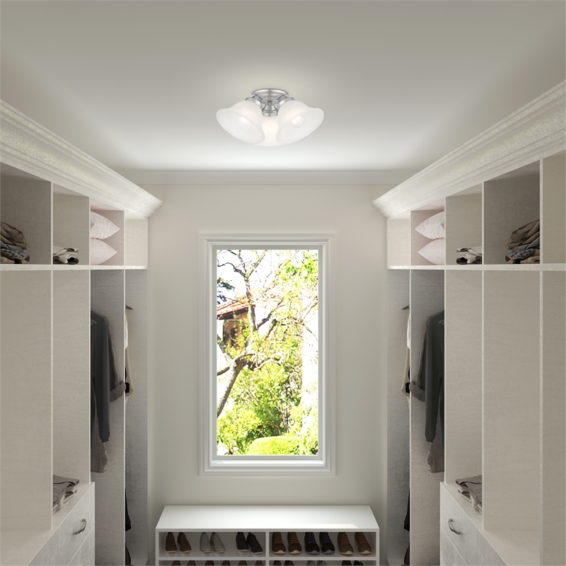Livex Lighting Wynnewood 3-Light Contemporary Metal Flush Mount in Satin Nickel