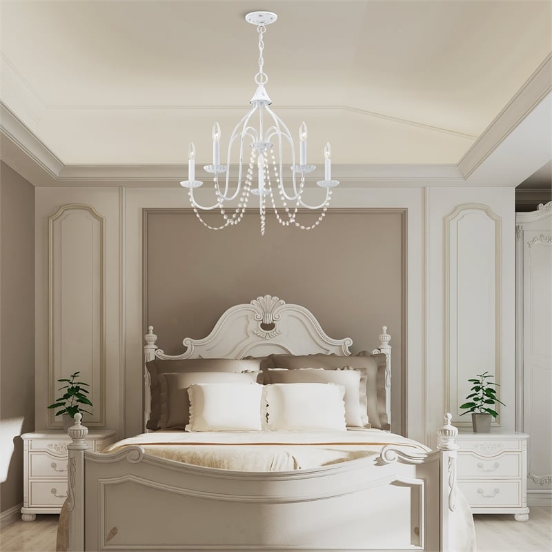Livex Lighting Alessia 5-Light Contemporary Metal Chandelier in Antique White
