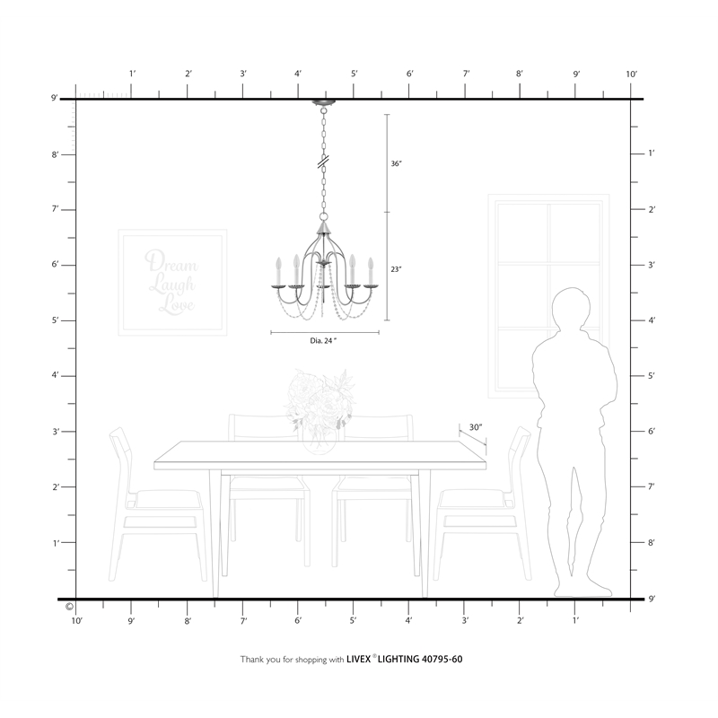 Livex Lighting Alessia 5-Light Contemporary Metal Chandelier in Antique White