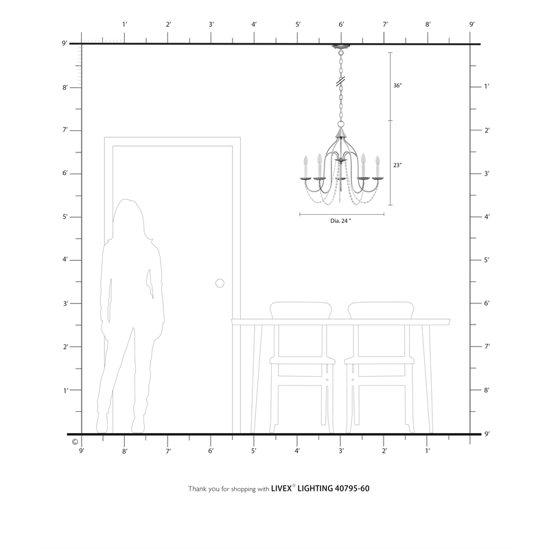 Livex Lighting Alessia 5-Light Contemporary Metal Chandelier in Antique White