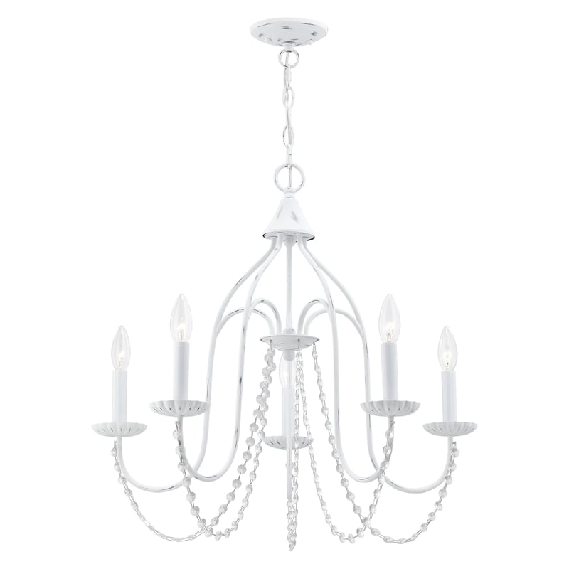Livex Lighting Alessia 5-Light Contemporary Metal Chandelier in Antique White