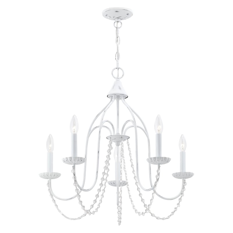Livex Lighting Alessia 5-Light Contemporary Metal Chandelier in Antique White