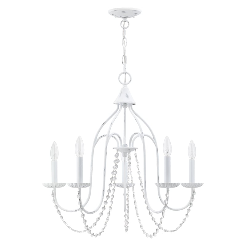 Livex Lighting Alessia 5-Light Contemporary Metal Chandelier in Antique White