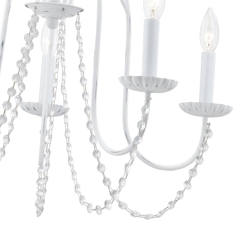 Livex Lighting Alessia 5-Light Contemporary Metal Chandelier in Antique White