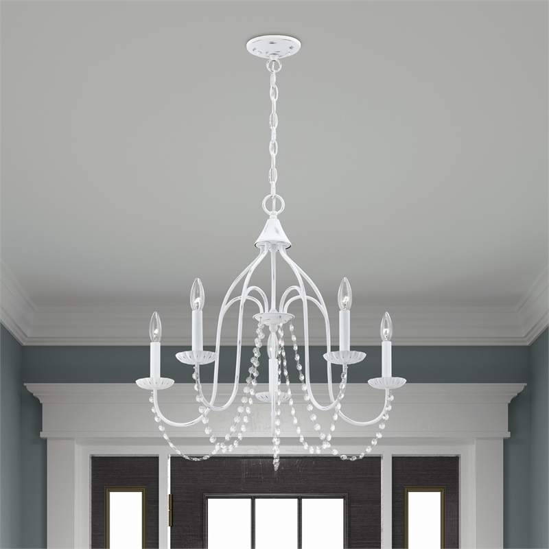 Livex Lighting Alessia 5-Light Contemporary Metal Chandelier in Antique White