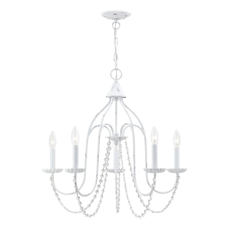 Livex Lighting Alessia 5-Light Contemporary Metal Chandelier in Antique White