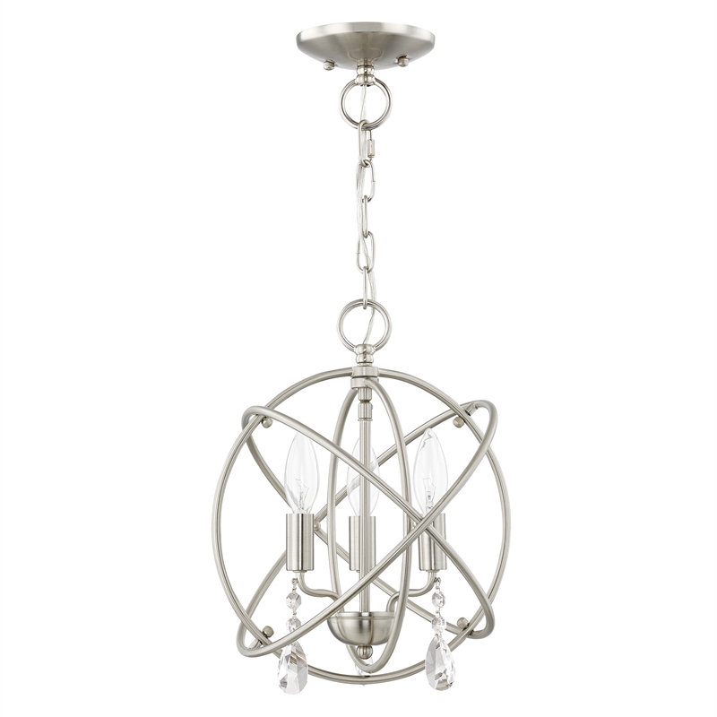 Livex Lighting Aria 3-Light Transitional Metal Chandelier in Brushed Nickel