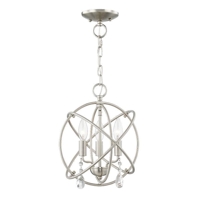 Livex Lighting Aria 3-Light Transitional Metal Chandelier in Brushed Nickel