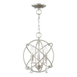 Livex Lighting Aria 3-Light Transitional Metal Chandelier in Brushed Nickel
