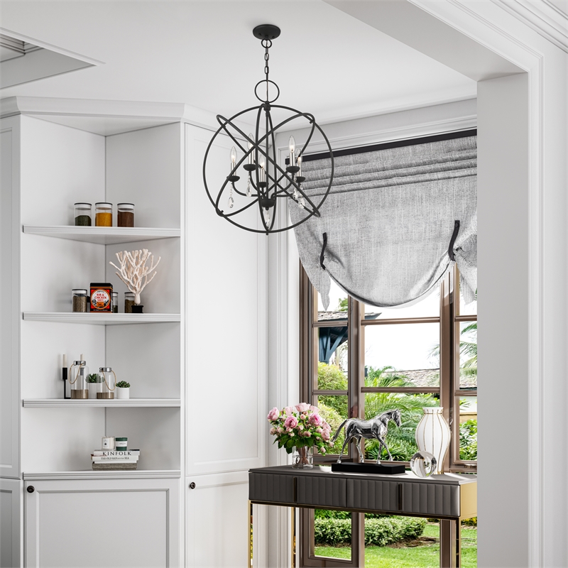 Livex Lighting Aria 5-Light Transitional Metal Chandelier in Black