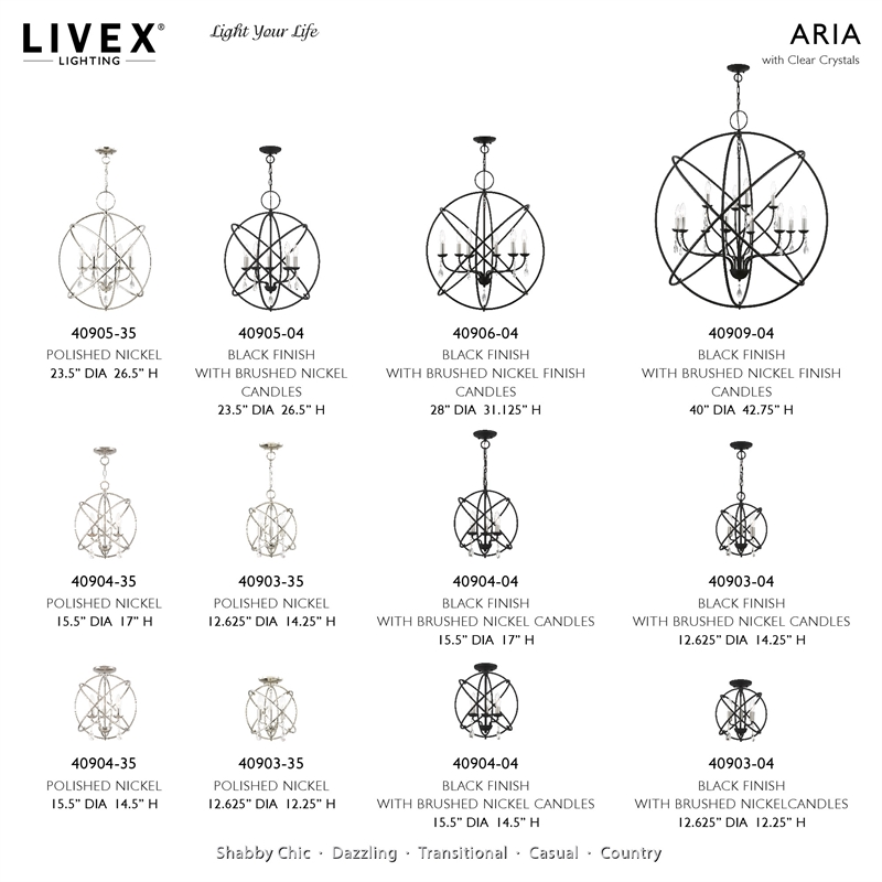 Livex Lighting Aria 5-Light Transitional Metal Chandelier in Black