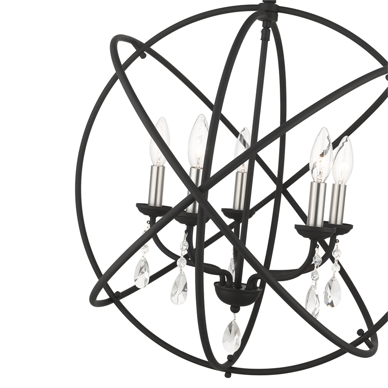 Livex Lighting Aria 5-Light Transitional Metal Chandelier in Black