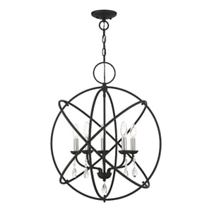 Livex Lighting Aria 5-Light Transitional Metal Chandelier in Black