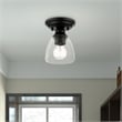 Livex Lighting Montgomery 1-Light Metal & Glass Flush Mount in Black