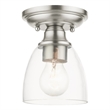 Livex Lighting Montgomery 1-Light Metal & Glass Flush Mount in Brushed Nickel