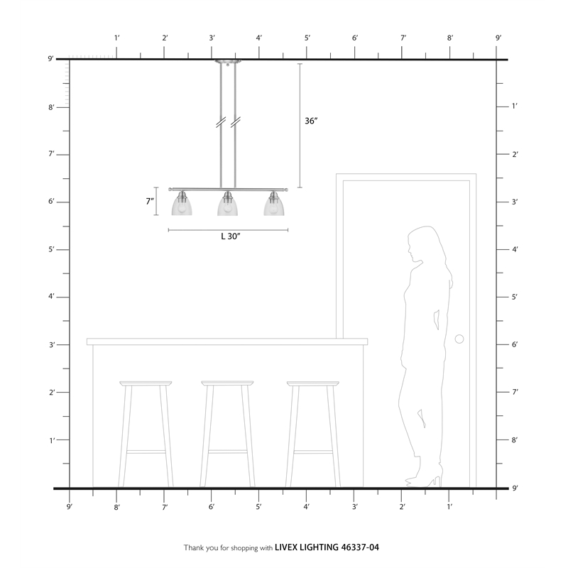 Livex Lighting Montgomery 3-Light Transitional Metal Linear Chandelier in Black