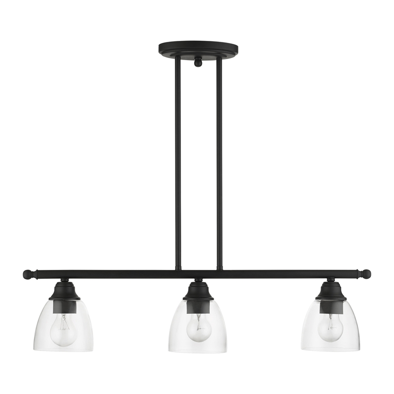 Livex Lighting Montgomery 3-Light Transitional Metal Linear Chandelier in Black