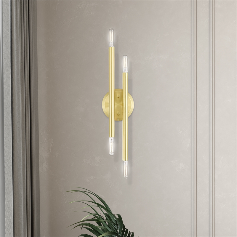 Livex Lighting Soho 4-Light Modern Metal ADA Wall Sconce in Satin Brass