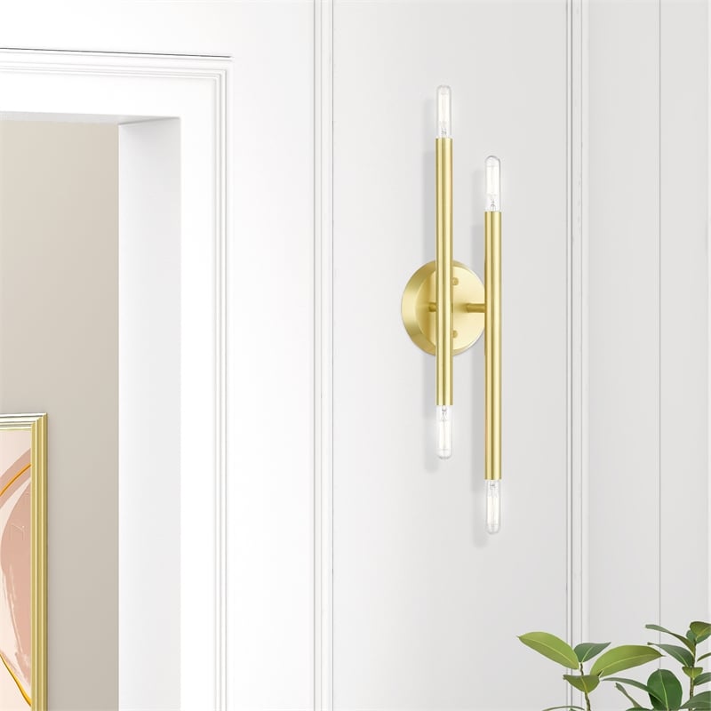 Livex Lighting Soho 4-Light Modern Metal ADA Wall Sconce in Satin Brass