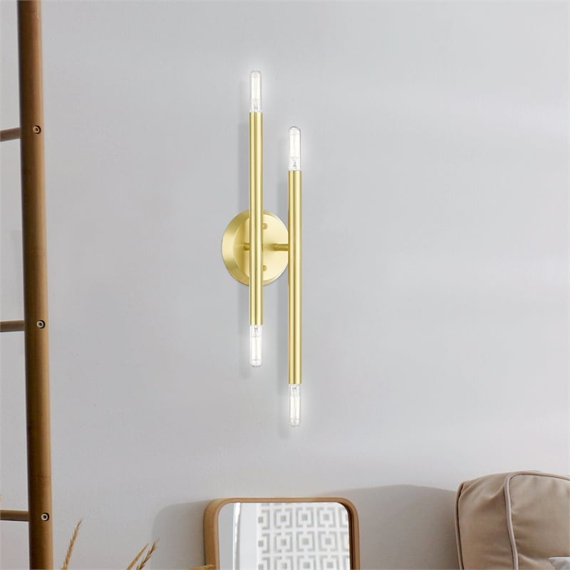 Livex Lighting Soho 4-Light Modern Metal ADA Wall Sconce in Satin Brass
