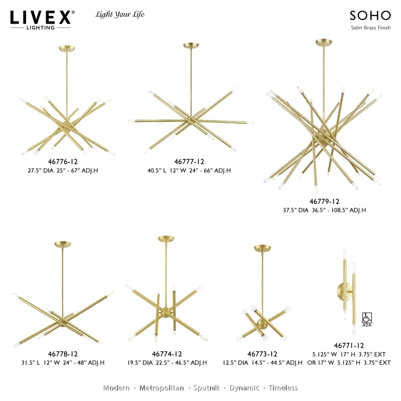 Livex Lighting Soho 4-Light Modern Metal ADA Wall Sconce in Satin Brass