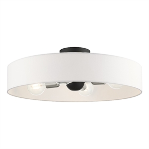 Livex Lighting Venlo 22&quot 4-Light Modern Metal/Fabric Semi Flush Mount in Black