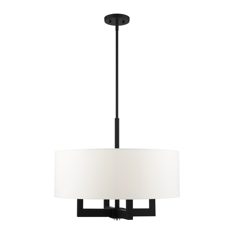 Livex Lighting Cresthaven 4-Light Transitional Metal/Fabric Chandelier in Black