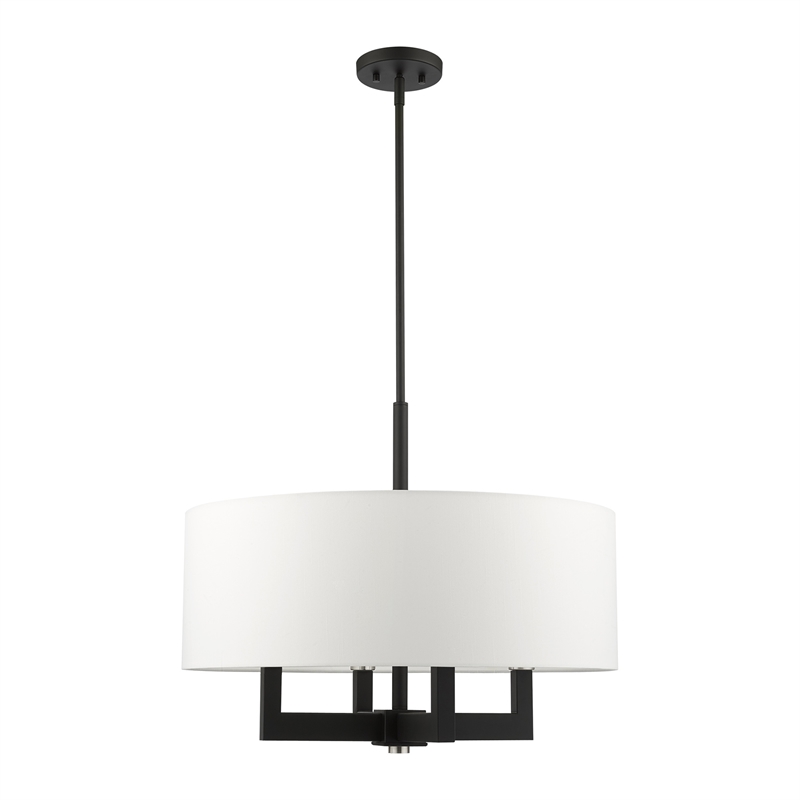 Livex Lighting Cresthaven 4-Light Transitional Metal/Fabric Chandelier in Black