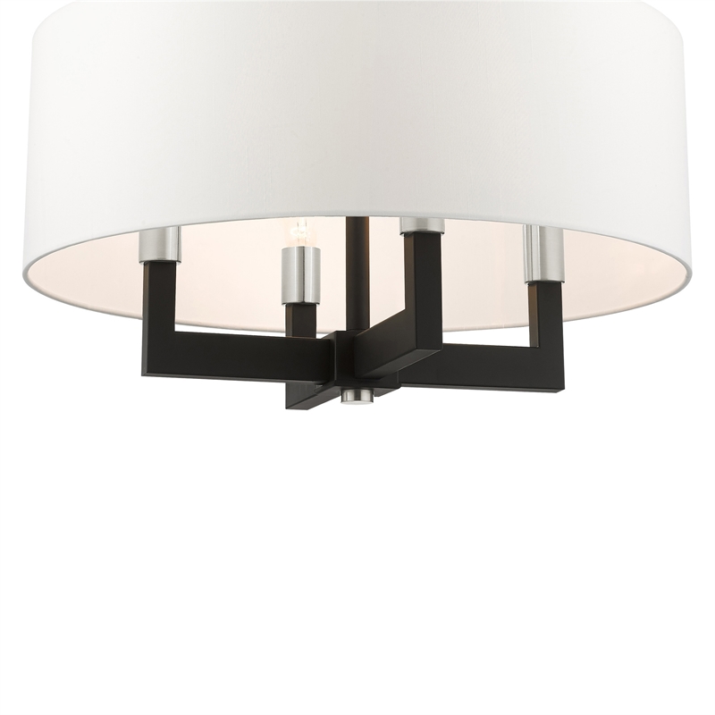Livex Lighting Cresthaven 4-Light Transitional Metal/Fabric Chandelier in Black