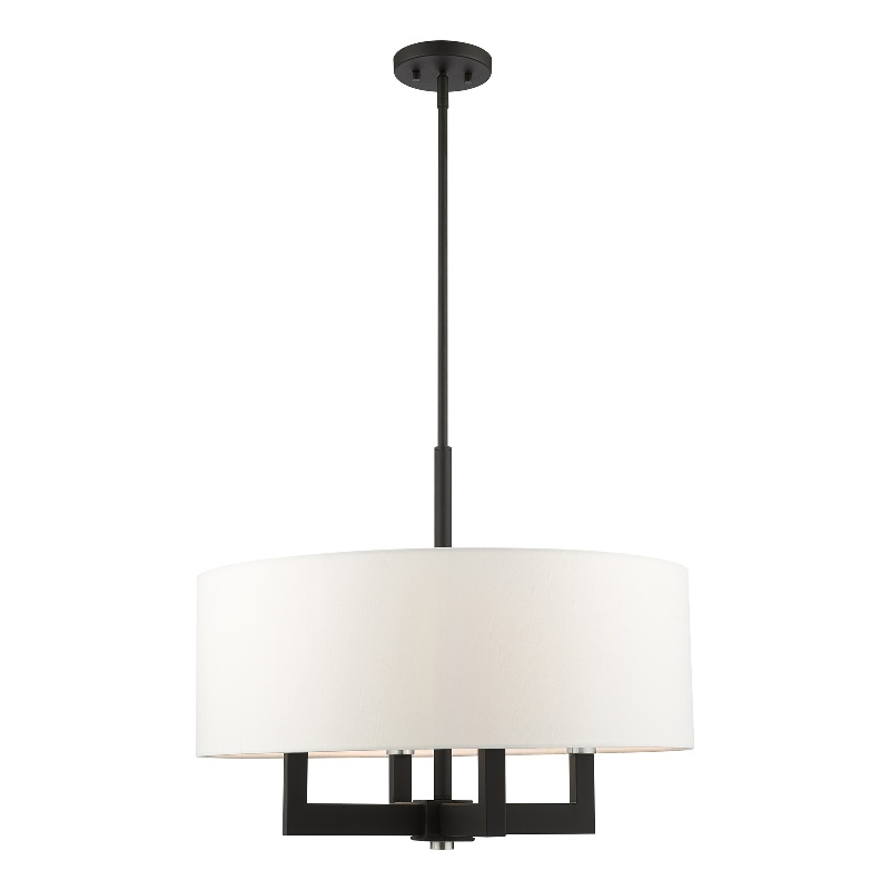 Livex Lighting Cresthaven 4-Light Transitional Metal/Fabric Chandelier in Black
