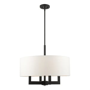 Livex Lighting Cresthaven 4-Light Transitional Metal/Fabric Chandelier in Black