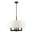 Livex Lighting Cresthaven 4-Light Transitional Metal/Fabric Chandelier in Black