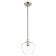 Livex Lighting Aldrich 1-Light Metal & Glass Single Pendant in Brushed Nickel