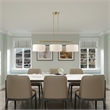 Livex Lighting Monroe 3-Light Metal & Fabric Linear Chandelier in Antique Brass