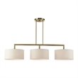 Livex Lighting Monroe 3-Light Metal & Fabric Linear Chandelier in Antique Brass