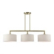 Livex Lighting Monroe 3-Light Metal & Fabric Linear Chandelier in Antique Brass