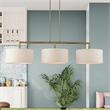 Livex Lighting Monroe 3-Light Metal & Fabric Linear Chandelier in Antique Brass