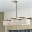 Livex Lighting Monroe 3-Light Metal & Fabric Linear Chandelier in Antique Brass